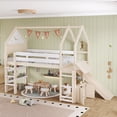 thumbnail image 2 of Bellemave Twin Over Twin Bunk Bed with Slide and Bookshelf, Solid Wood Twin Size Loft Bed with Large Playgame Space, House Bunk Loft Bed Frame Easy Assembly,White, 2 of 8
