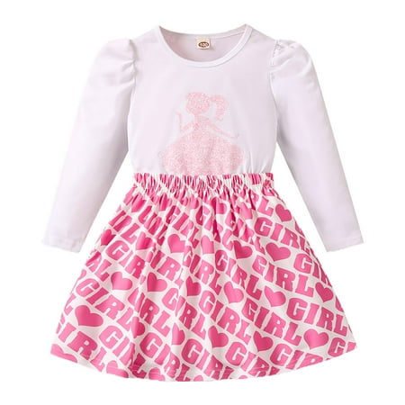 

Siilsaa Outfits for Girls Baby Girl Fall Dress Flower Long Sleeve A-Line Princess Dresses Casual Swing White 3-4 Years
