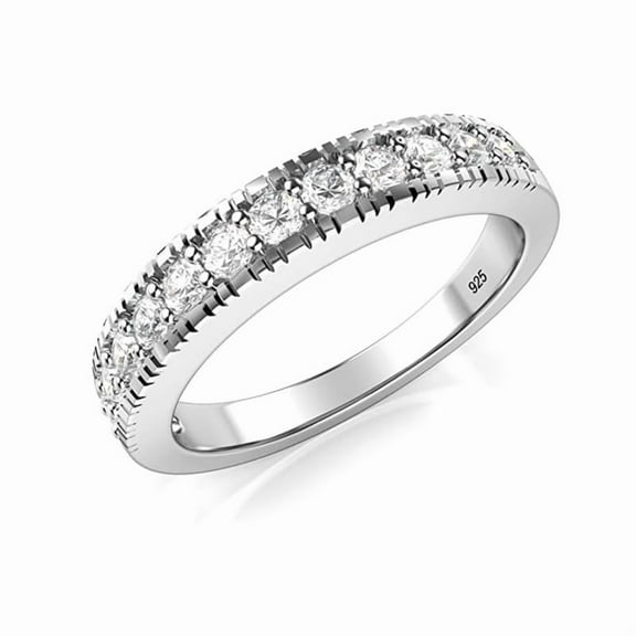 925 Sterling Silver White Cubic Zirconia Minimalist Band Women Wedding Ring, Daily Wear Plain Band Ring