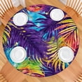thumbnail image 2 of Colorful Tropical Leaf Pattern Round Fitted Tablecloth with Elastic Edge,Dining Table Cover Waterproof,Outdoor Round Tablecloth for Camping,Dining,Indoor and Outdoor, 2 of 7