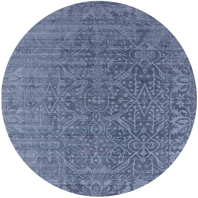 Ahgly Company Tapis d'Intérieur Rond Milieu du Siècle Moderne Bleu Azur Zone Orientale, 5' Rond