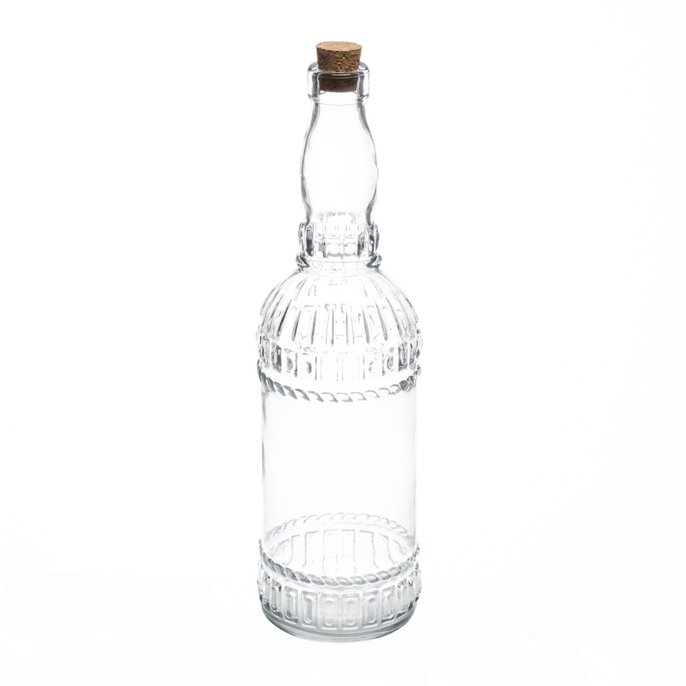 Richland Patterned Glass Bottle with Cork Set of 12