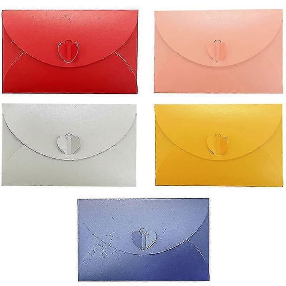 Mini Envelopes,20 Pack Heart Clasp Tiny Items Storage Cute Present Card Holder for Wedding Greeting Party,Multicolor