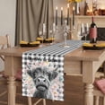 thumbnail image 2 of Table Runners 90 Inches Long Dress Scarves, Black Cow Floral Farmhouse Coffee/Dining/Kitchen Table Runner for Living Room, Black Buffalo Plaid Farmhouse Animals 13x90 Inch, 2 of 9