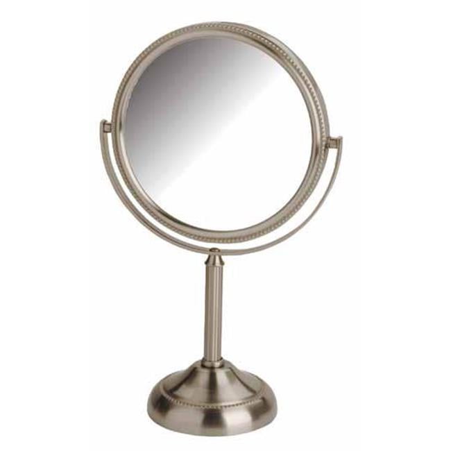 6 in., 10X1X Table Top Mirror, Chrome, Height 11 in.
