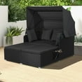 thumbnail image 2 of Gymax Lit de Jour en Rotin pour Patio avec Auvent Rétractable, Tables d'Appoint, Coussins, Beige, Extérieur, 2 of 10