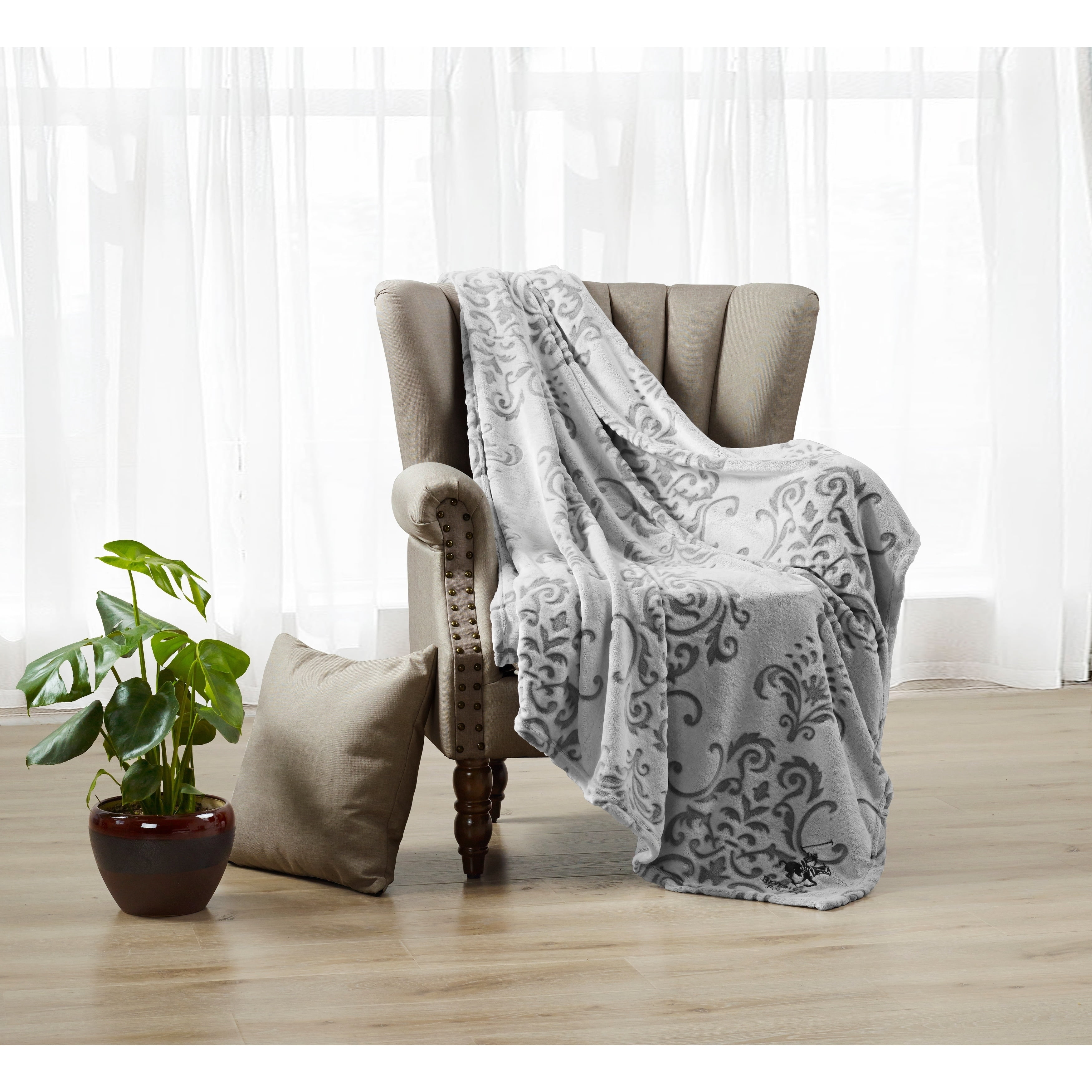 Beverly Hills Polo Club Luxury Plush Sculptured Microfiber Throw