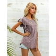 thumbnail image 4 of CALIPESSA Womens Summer Polka Dot Short Sleeve Tunic Tops Loose Fit Casual Round Neck T-Shirt, 4 of 5