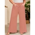 thumbnail image 6 of SHEWIN Womens Plus Size Pants Wide Leg Striped Palazzo Pants Elastic Waist Casual Lounge Trouser with Pockets 1X-5X, 6 of 8
