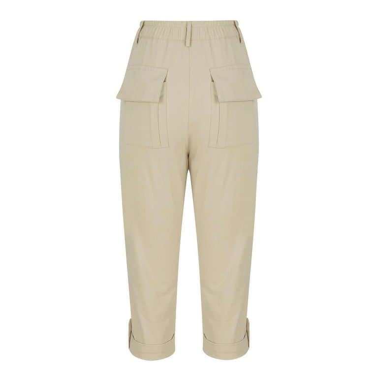 Bzhegqhd Women's Cargo Pants Capri Length 7/8 Utility Work Pants
