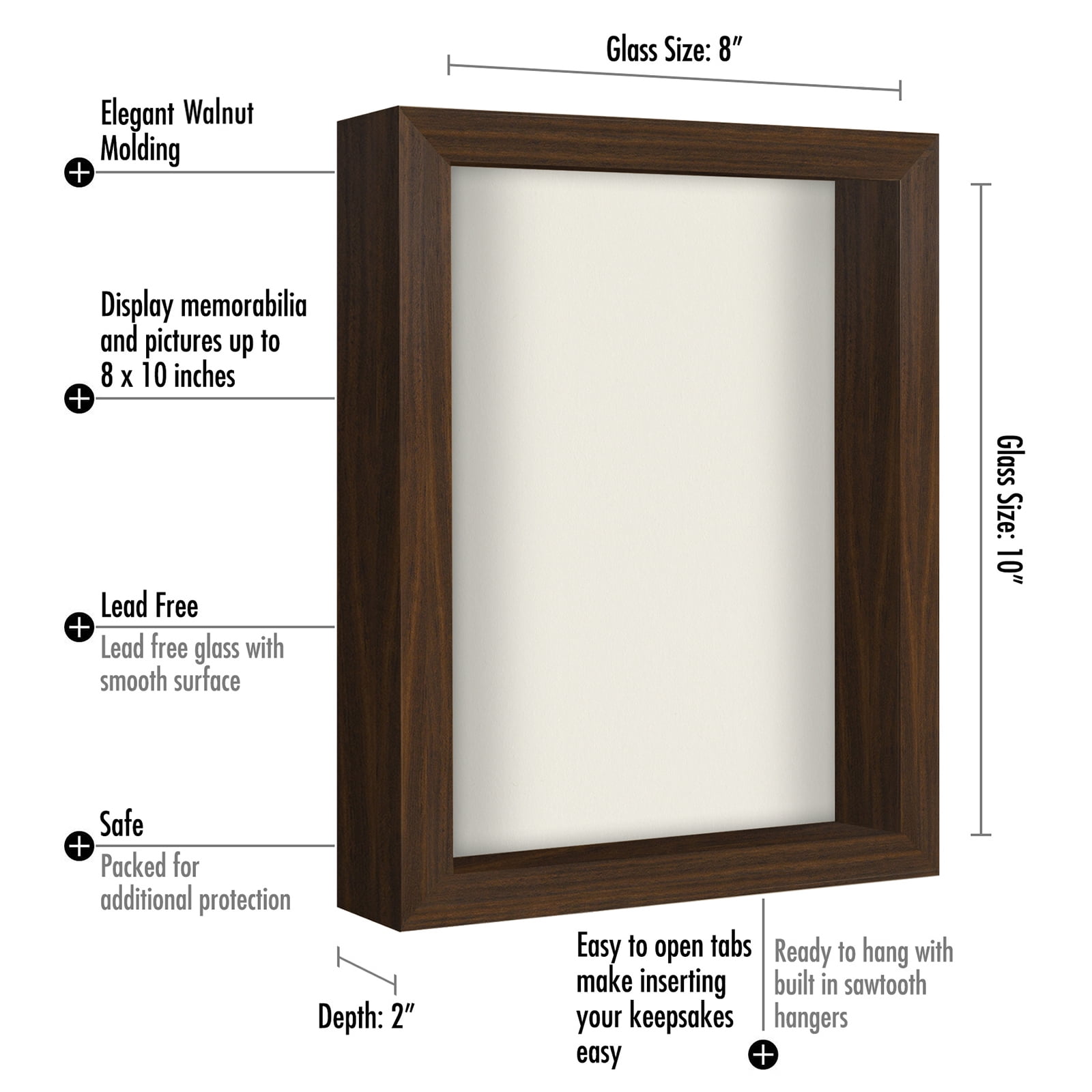 Americanflat 8x10 Shadow Box Frame, Walnut
