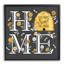 Hive Pattern Sweet Home Botanicals Animals & Insects Graphic Art Black Framed Art Print Wall Art