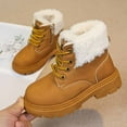 thumbnail image 2 of Girls Boys Combat Hiking Snow Boots Waterproof Non-Slip Fashion Work Ankle Boots with Lace Up Side Zipper for Little/Big Kids,Color:Yellow,Size:4-4.5 Years, 2 of 7