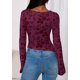 thumbnail image 4 of Blusa PRETTYGARDEN de Malla Floral Morada y Roja de Manga Larga Talla M, 4 of 8