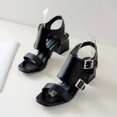 thumbnail image 5 of Zapatos peep toe para mujer Sandalias casuales con hebilla de cinturón de tacón grueso medio Wmkox8yii  nm4313, 5 of 5