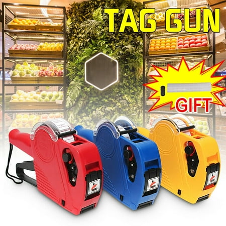 Price Tag Gun Machine + 5000 labels + 1 Ink Roller Set MX-5500 EOS 8 Digits, Red