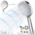 thumbnail image 1 of Cabezal de ducha con rociador de mano de alta presión, 6 funciones - Manguera de 60 pulgadas - Acabado cromado - Soporte para cabezal de ducha tipo lluvia, cabezal de ducha combinado para baño kaili Sencillez, 1 of 5