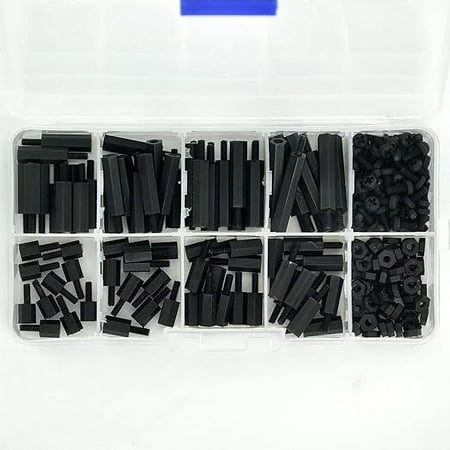 

Electronics-Salon M2.5 Black Nylon Hex M-F Spacer/Screw/Nut Assorted Kit for Raspberry-Pi Standoff.