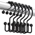thumbnail image 1 of LAICAIW Black Shower Curtain Hooks Rings, Rust-Resistant Metal Double Glide Shower Hooks for Bathroom Shower Rods Curtains, Set of 12 Hooks-Matte Black, 1 of 7