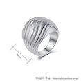 thumbnail image 2 of PAMTIER Women Stainless Steel Simple Personality Hip Hop Chunky Dome Wavy Lines Carved Bread Shaped Biker Ring Comfort Fit Silver Size 8, 2 of 6