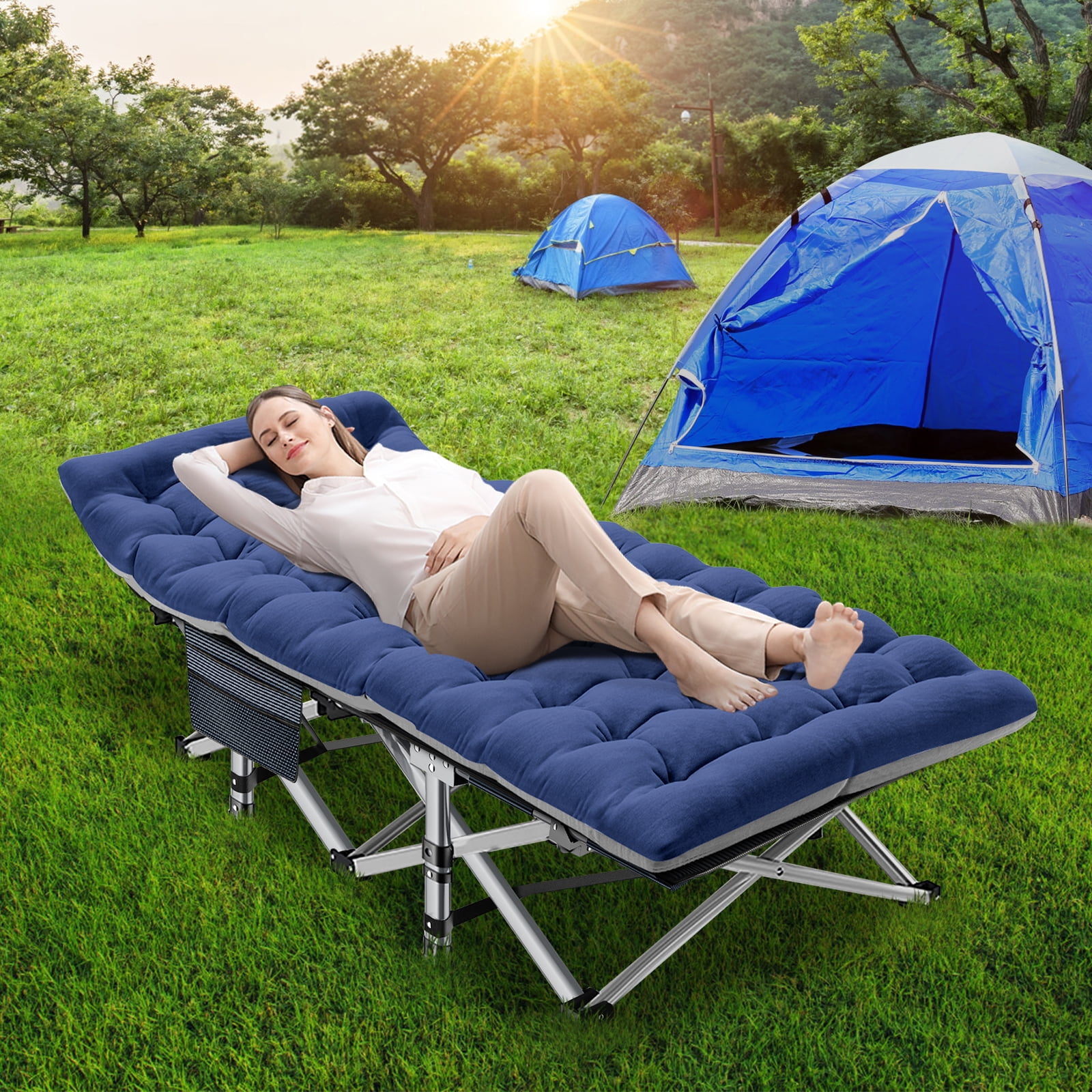 【新品】BOC 2way The Folding Cot Slsy Cushioned Padded Portable Camping Cot for Adults
