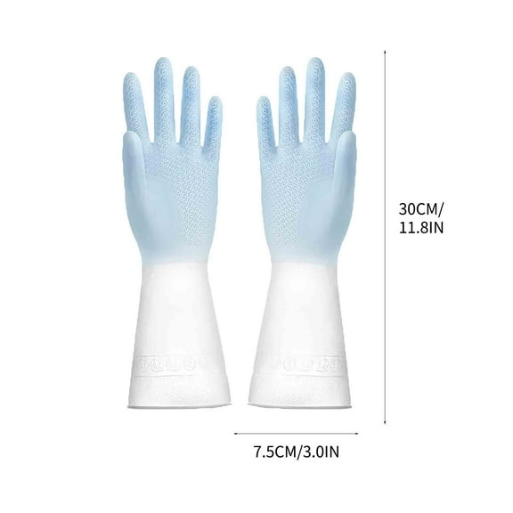 SouMaox Rubber Dishwashing Gloves Heavy Duty Reusable Kitchen Scrubbing Mitts Waterproof Household Cleaning Gear Non Slip Grip Hand Covers
