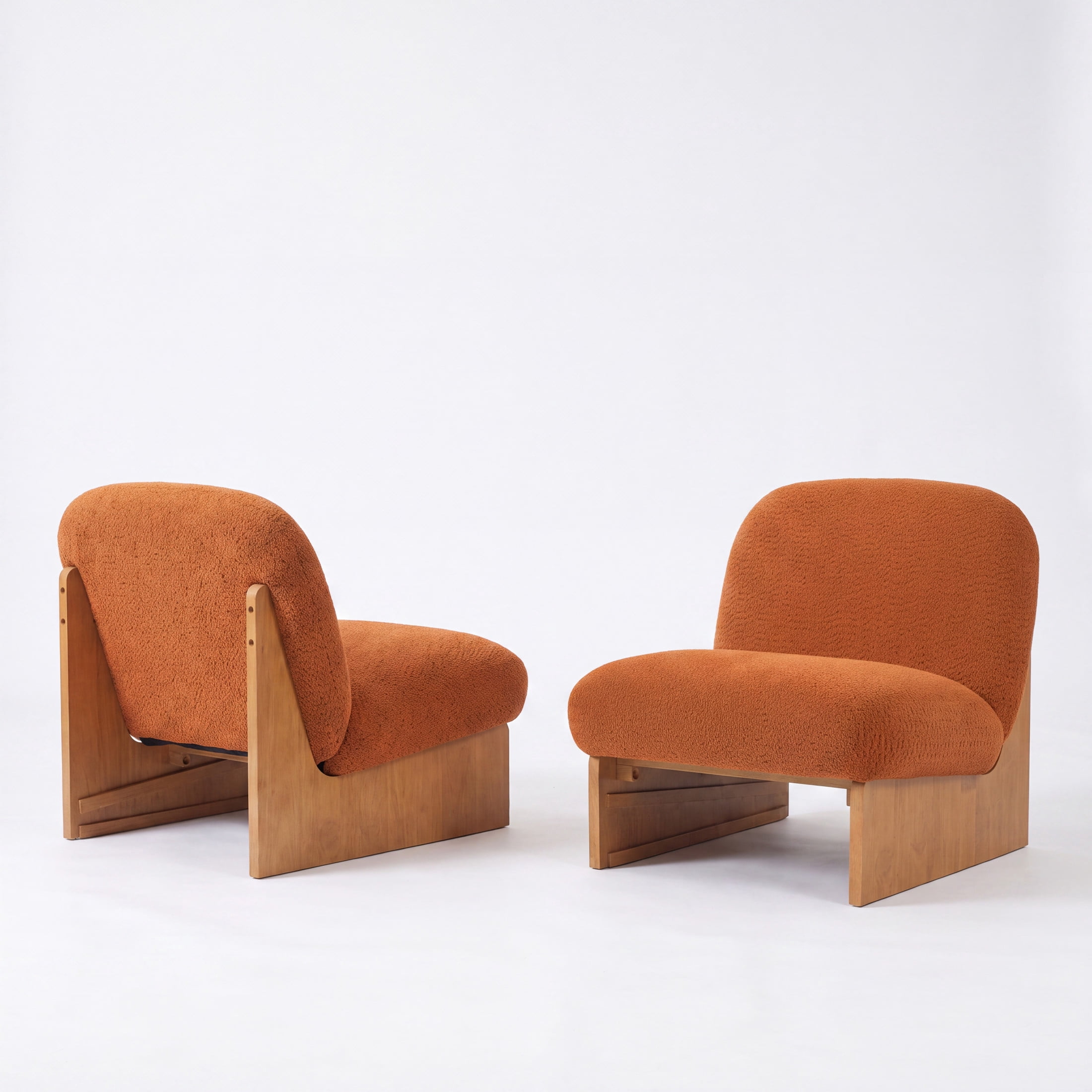 Christopher Knight Home Modern Mid-Century Boucle Upholstered Accent Side Chair, Pumpkin Orange, Set of 2