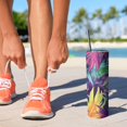 thumbnail image 2 of 20oz Colorful Tropical Leaf Pattern Skinny Tumblers Stainless Steel Tumbler with Lid and Straw,Vacuum Insulated Double Wall Travel Tumbler Cups with Cleaning Brush for Coffee,Tea, 2 of 6