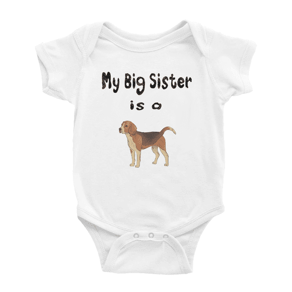 My Big Sister Is A Harrier Dog Funny Baby Bodysuit Boy Girl Unisex