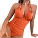 thumbnail image 4 of Traje de Baño con Correa de Bikini de Color Sólido Sexy para Mujeres, Traje de Baño Retro de Nylon con Almohadilla de Pecho para Piscina, Playa Y Verano, 4 of 6