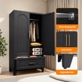 thumbnail image 5 of ShiKeyi 60" Tall Metal Wardrobe Cabinet with 1 Drawer and Hanging Rod, 2 Doors Wardrobe Closet with Shelf for Bedroom, Black, 5 of 7