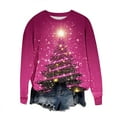 thumbnail image 5 of Lopecy-Sta Women's Christmas Tree Print Crew Neck Sweatshirt, Loose Long Sleeve Casual Holiday Pullover Top Multicolor L, 5 of 6