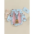 thumbnail image 5 of Baby Romper, Long Sleeve Hooded Bunny Print Fall Bodysuit Easter Clothes for Girls Boys, 5 of 10
