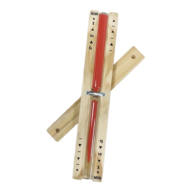 Temporizador de arena de 15 minutos, reloj de arena, escala transparente, madera, reloj de arena para sauna. rojo