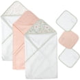thumbnail image 4 of Set de toallas de baño con capucha para bebé, 6 piezas con diseño floral, 4 of 5