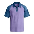 thumbnail image 4 of GrmtClth Mens Polo Shirts Trendy Casual Patchwork Denim Tops Contrast Collared Golf Shirt Half Sleeve Comfy Workout Baseball Tee Light Purple S, 4 of 5
