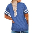 thumbnail image 5 of Eytino Plus Size Tops for Women Plus Size Summer Short Sleeve V Neck Loose Casual Tee Shirt Blue 1X, 5 of 7