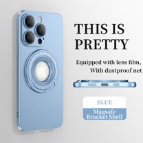 ELEHOLD Magnetic Case for iPhone 15 Pro Max, Foldable Kickstand Bracket Work with Magnetic Car Mount Lens Film Protection Slim Shockproof Case for iPhone 15 Pro Max,Blue