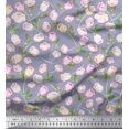 thumbnail image 1 of Soimoi Gray Georgette Viscose Fabric Leaves & Rose Floral Printed Fabric 1 Yard 42 Inch Wide, 1 of 3