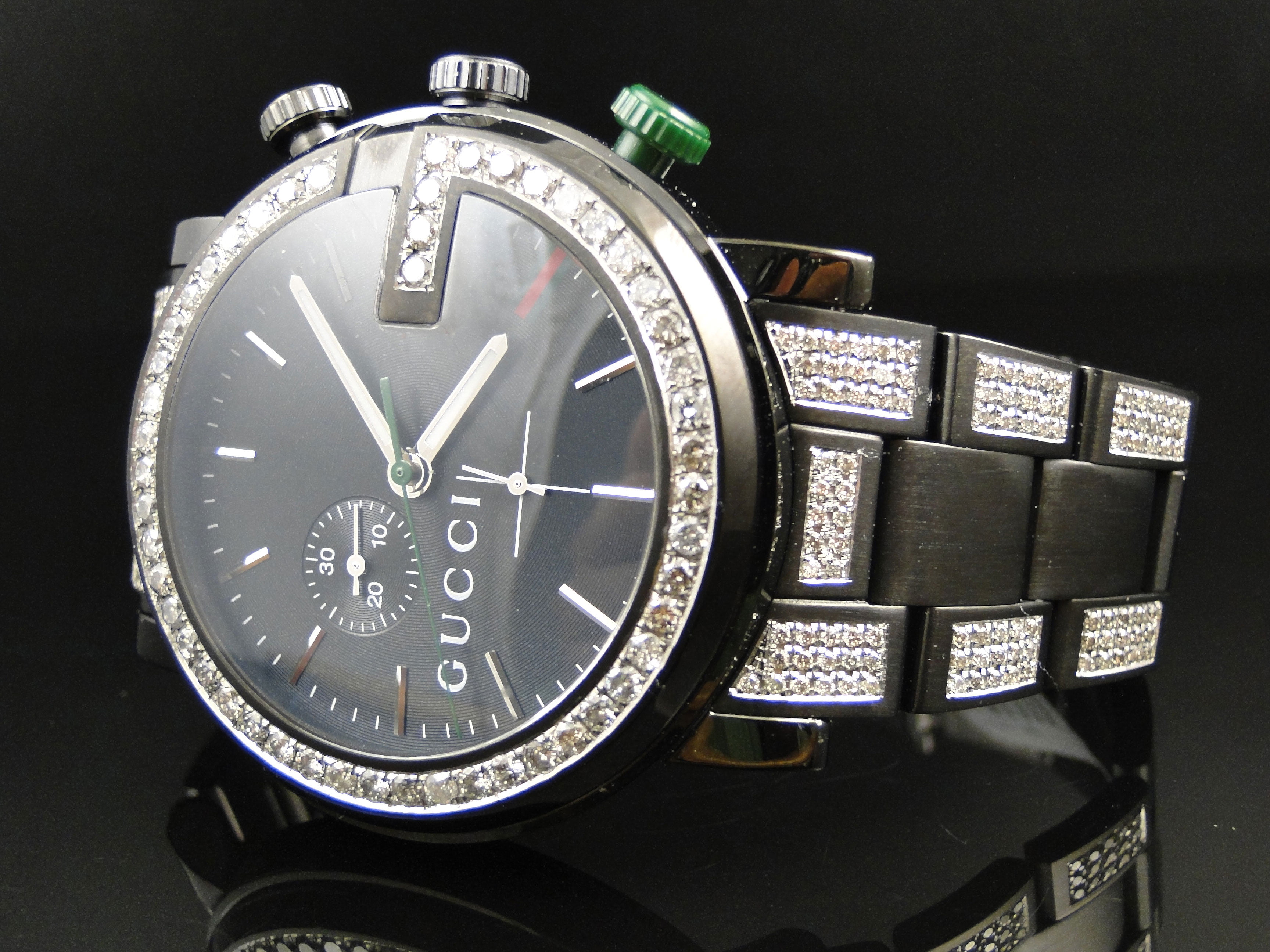 Mens Custom Black PVD YA101331 Diamond Watch 6.5 Ct - Walmart.com