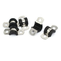 8mm Dia EPDM Rubber Lined U Shaped Pipe Tube Wire Clamps Clips 5pcs