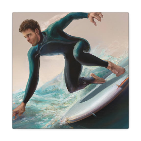 Surfing in Sunset Hues - Canvas