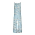 thumbnail image 5 of Women's Jumpsuits Summer Floral Print Boho Overalls with Pocket Dressy Casual Wide Leg Baggy Rompers Vacation Outfits One-Piece Jumpsuits for Women Light Blue S, 5 of 6