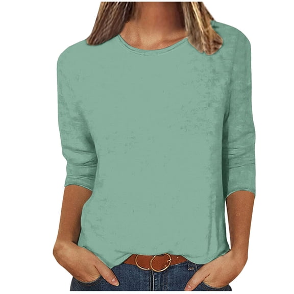 Tumotour Pullover for Women Crew Neck 3/4 Sleeve Casual Loose Sweatshirts Blouse Tops
