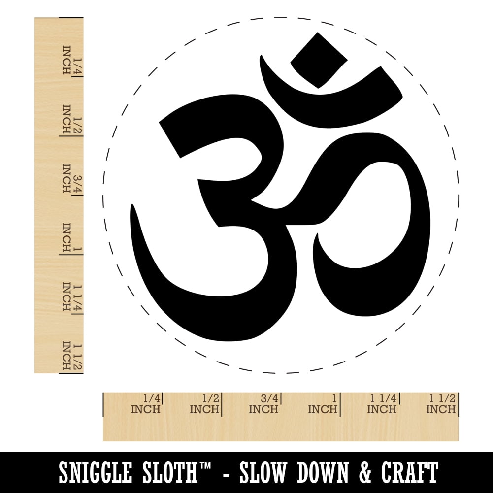 Om Aum Hinduism Buddhism Jainism Yoga Symbol Self-Inking Rubber Stamp Ink Stamper - Blue Ink - Large 1-1/2 Inch