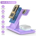 thumbnail image 4 of Wireless charger, 3 in 1 Wireless Charging Station for iPhone 15/14/13/12/11/Pro/Pro Max/XS, Sumsung Galaxy S23 S22 S21 S20, 18w Fast Charger Stand for iWatch 8/7/6/5/4/3, Airpods 3/2/Pro (Purple), 4 of 9