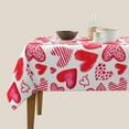 thumbnail image 4 of Valentines Tablecloth Square 60x60 Inch Pink Red Love Heart Table Cloth,Stain Resistance Polyester Valentine''s Day Table Covers for Kitchen Dining,Small Tablecloth for Party Picnic, 4 of 5