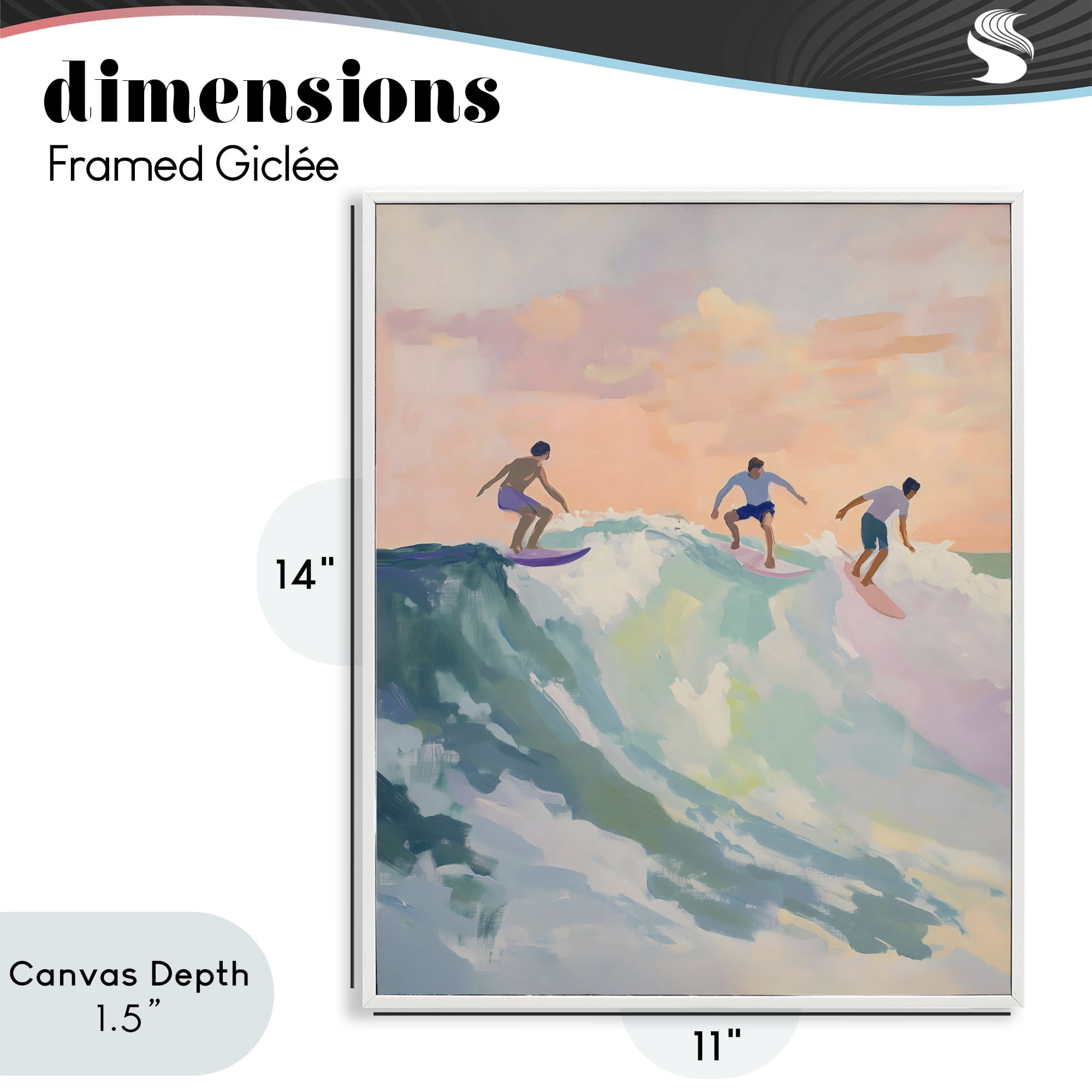Stupell Industries Group of Surfers at Sunset White Framed Giclee Art, design by The Prints Vibe