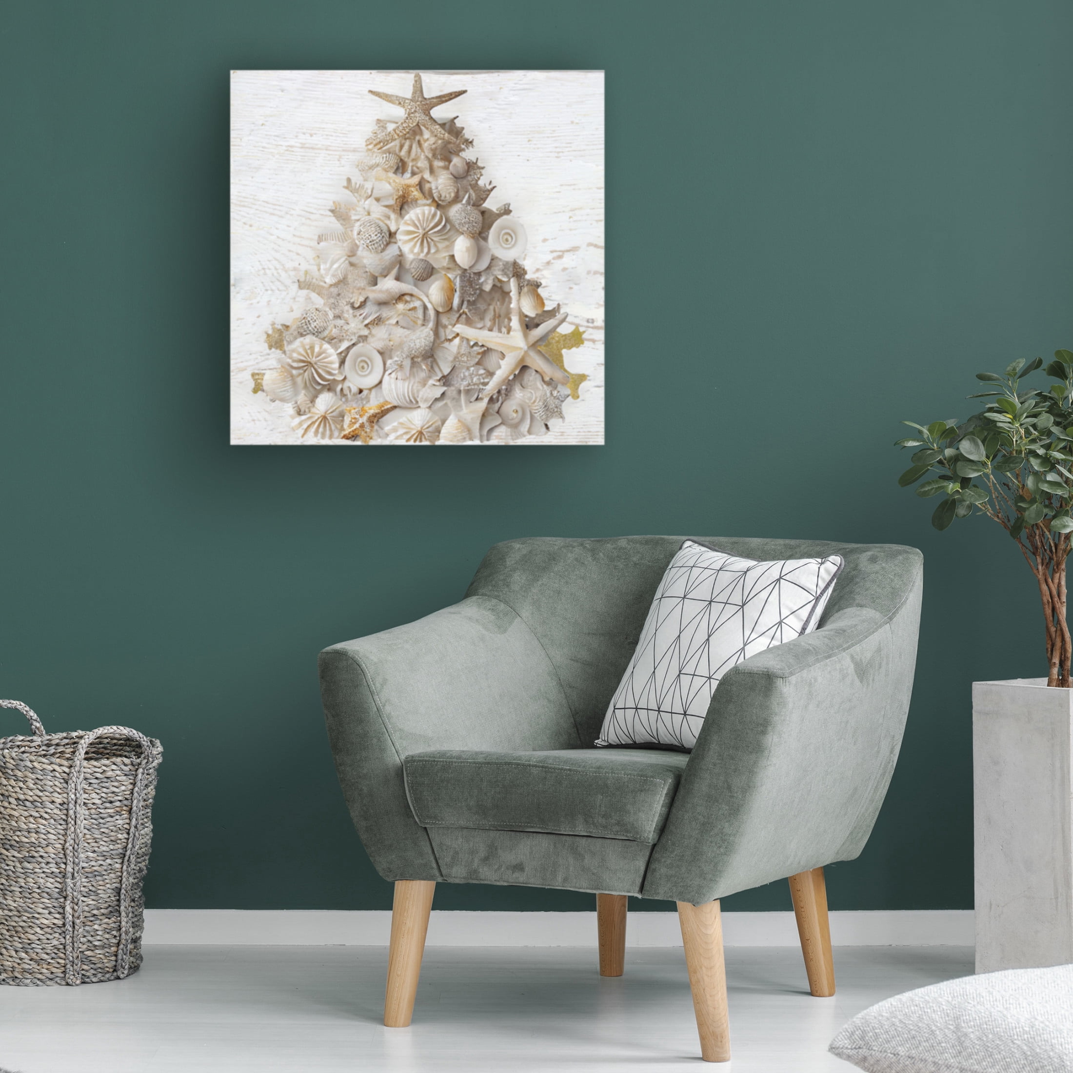 Canvas Wall Art - Sasha 'Seaside Christmas II' Wall Art for Living Room, Bedroom, or Office Décor by Trademark Fine Art - 35 x 35 Inches