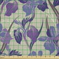 thumbnail image 2 of Ambesonne Floral Fabric by the Yard Microfiber, Digital Flowers Composition, 1 Yard, Pale Tan Violet, 2 of 2